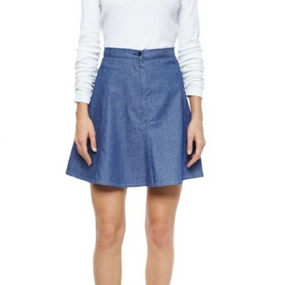 Rag & Bone / Jean Suki Rise Blue Denim A line Reversible Skirt